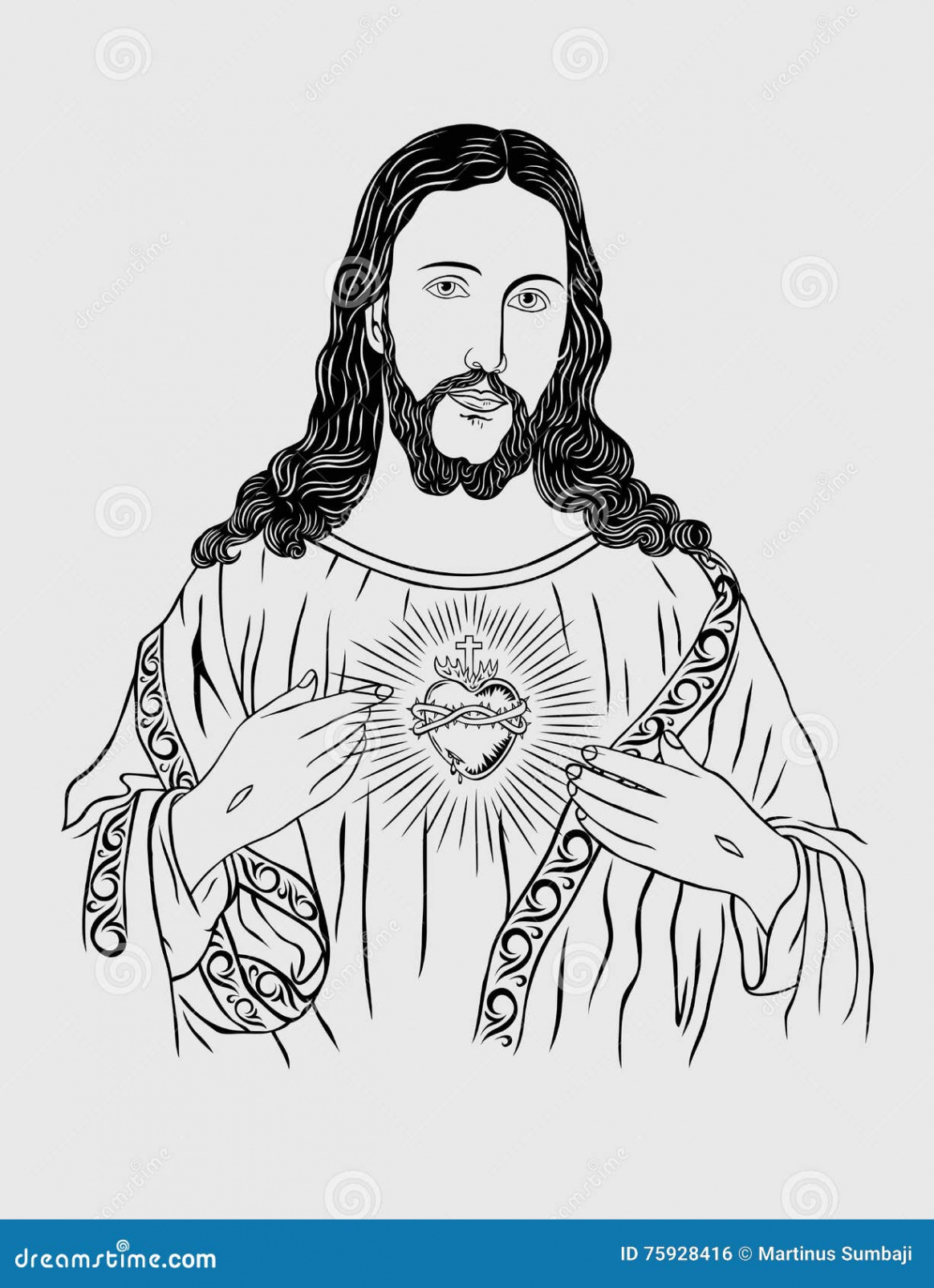 Sacred Heart Jesus Sketch Drawing Stock Illustrations –  Sacred