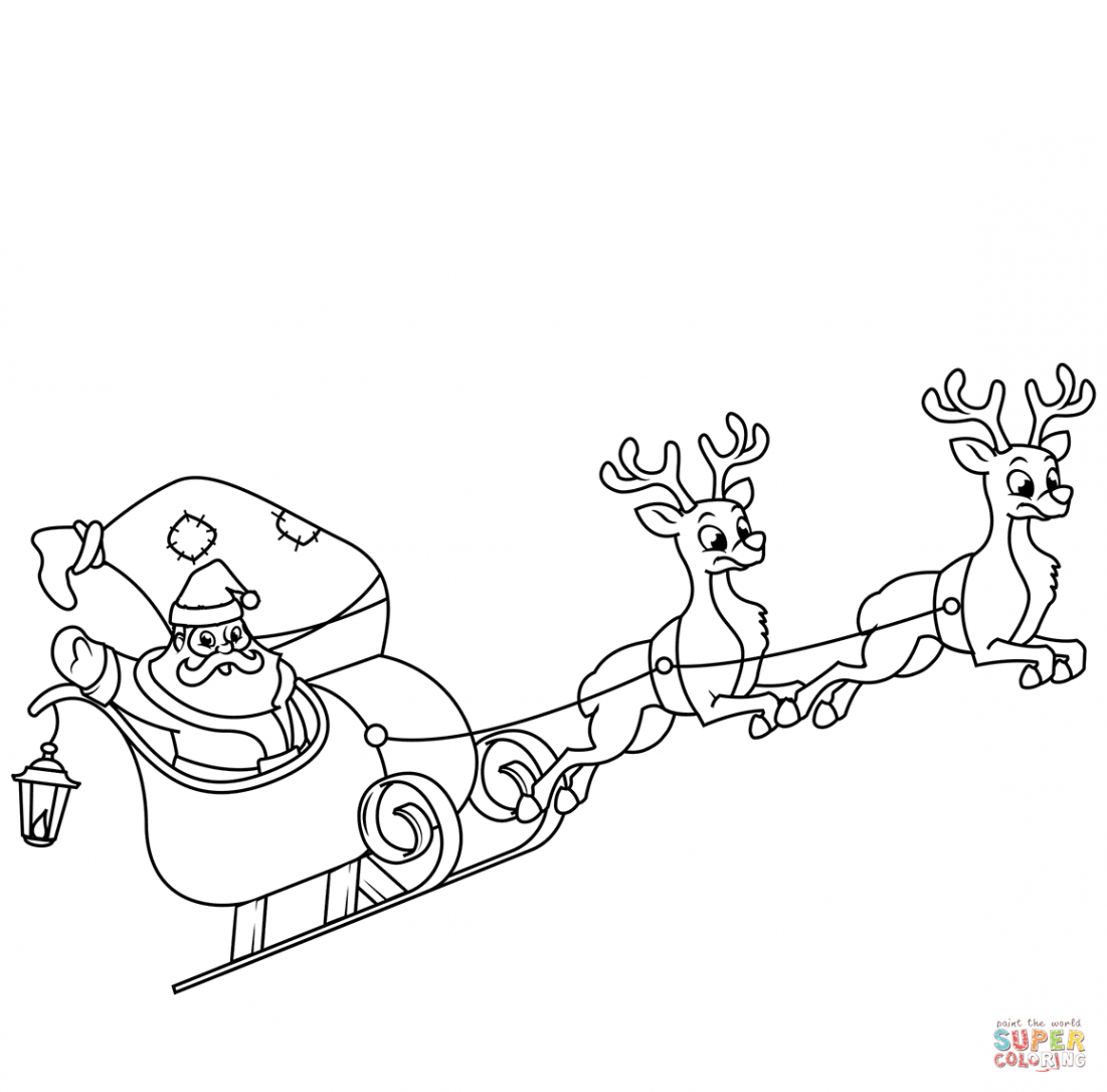 Santa Claus Riding His Sleigh coloring page  Free Printable