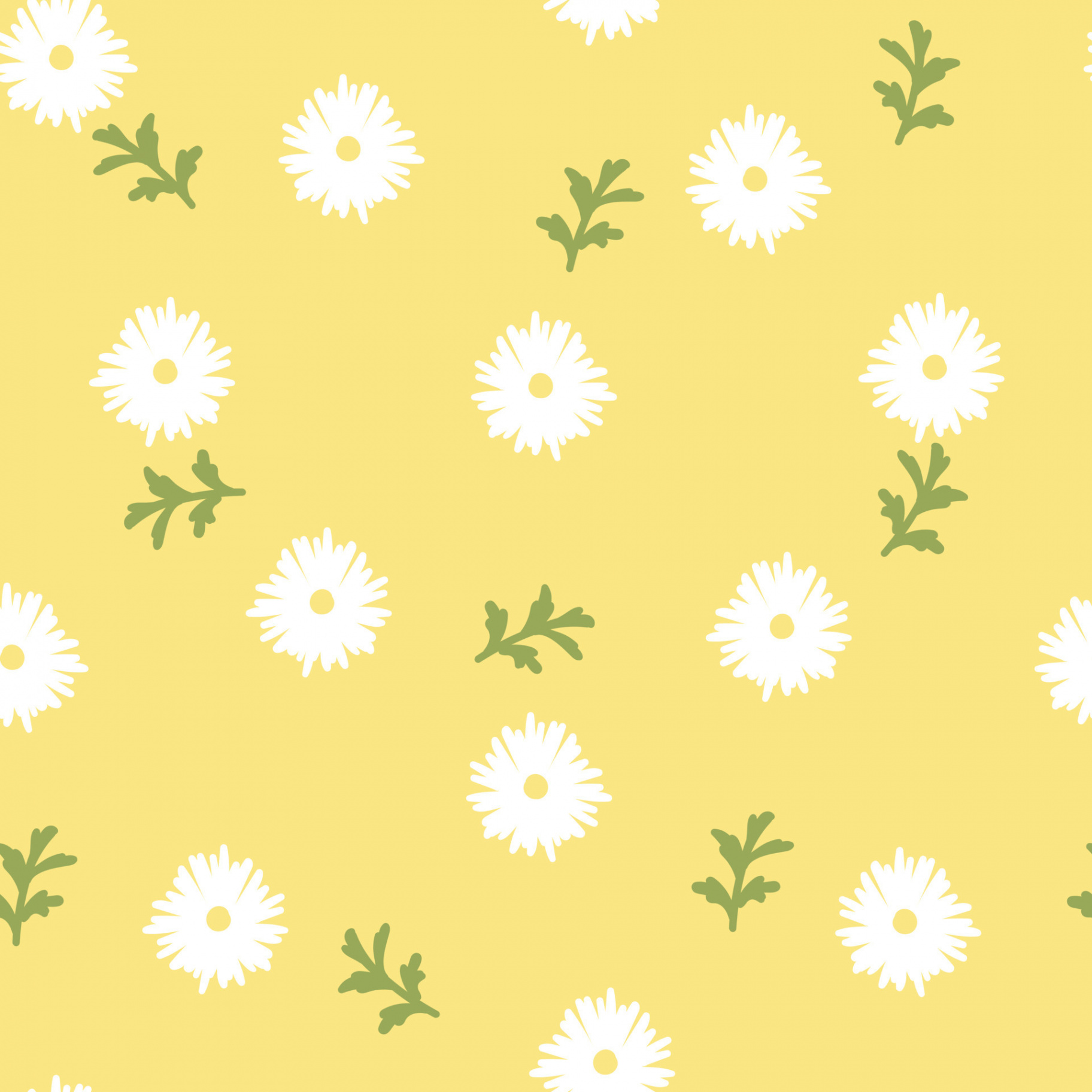 seamless doodle hand drawing daisy flower with leaf repeat pattern