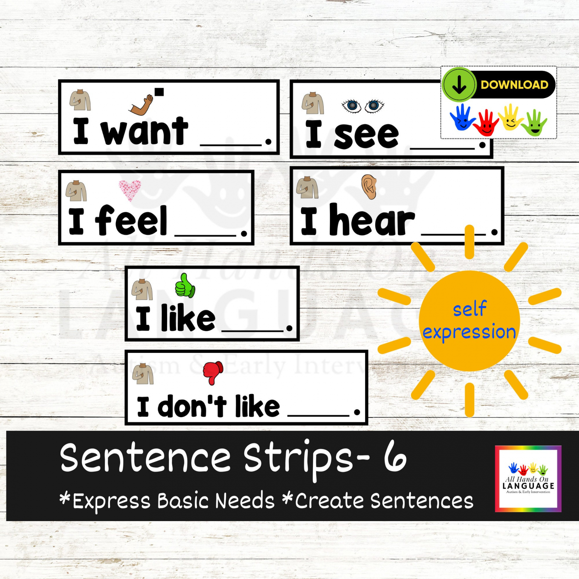 Sentence Strips to Express Basic Needs and Create Simple - Etsy