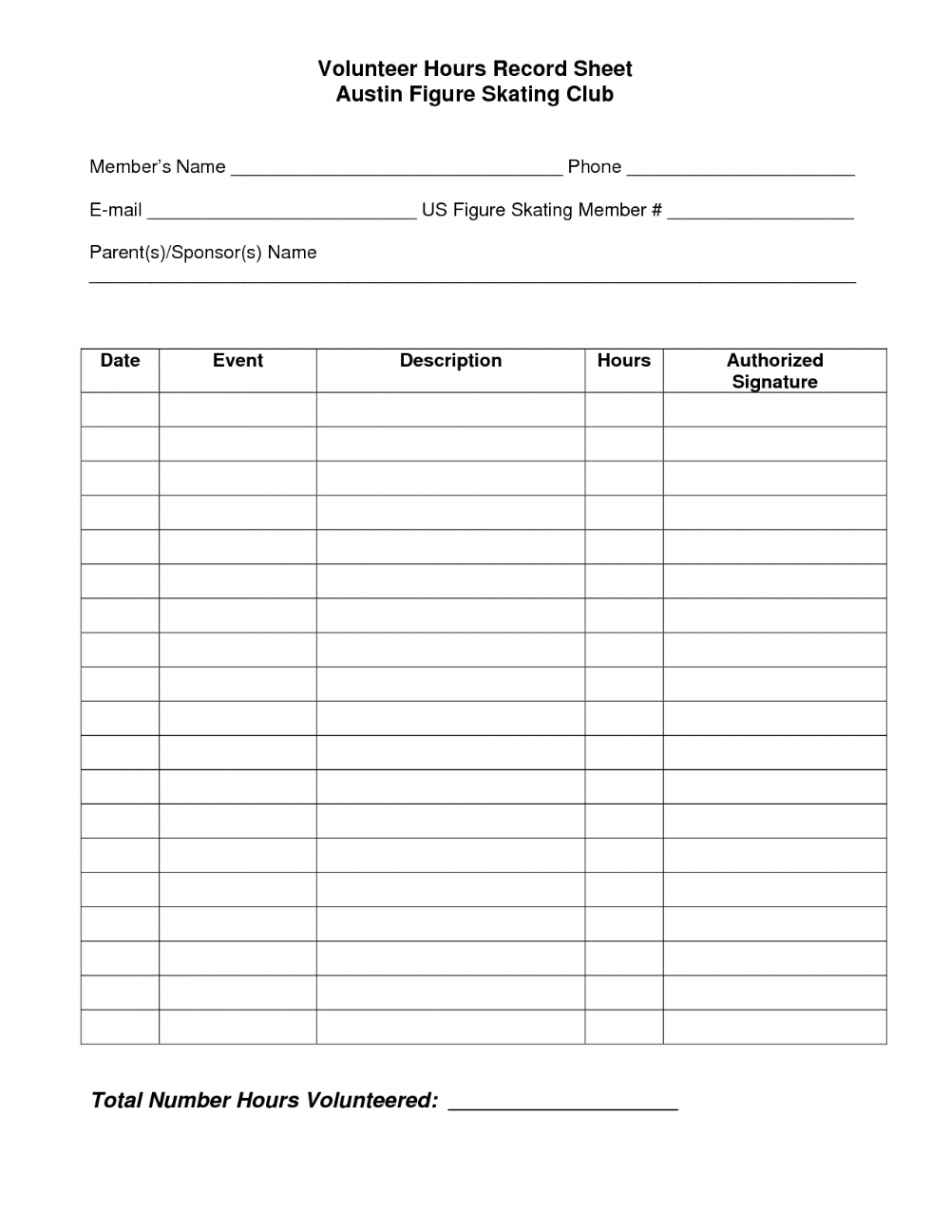 Service Hours Log Sheet Printable  Community Service Regarding