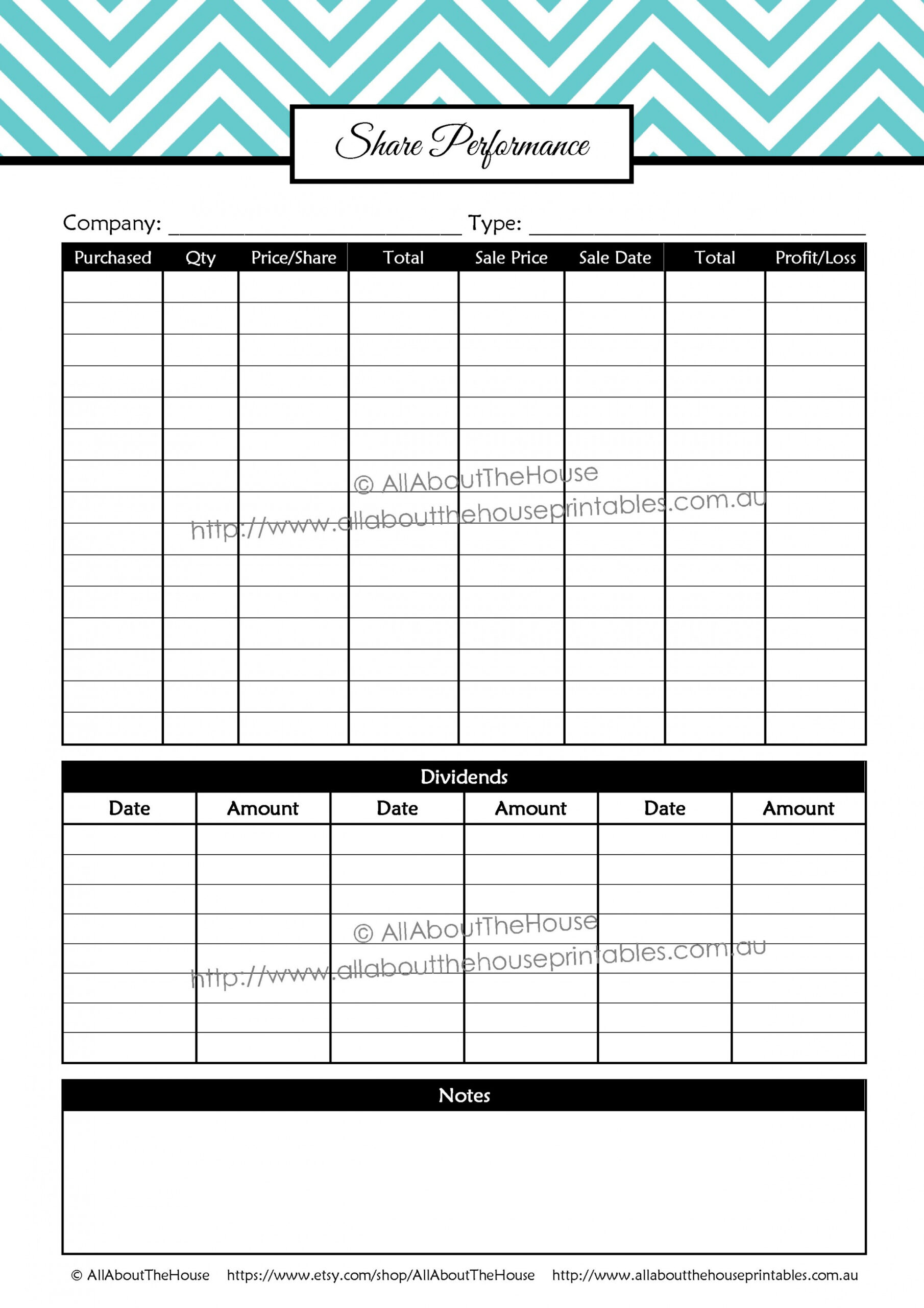 Share Performance investment analysis worksheet comparison money