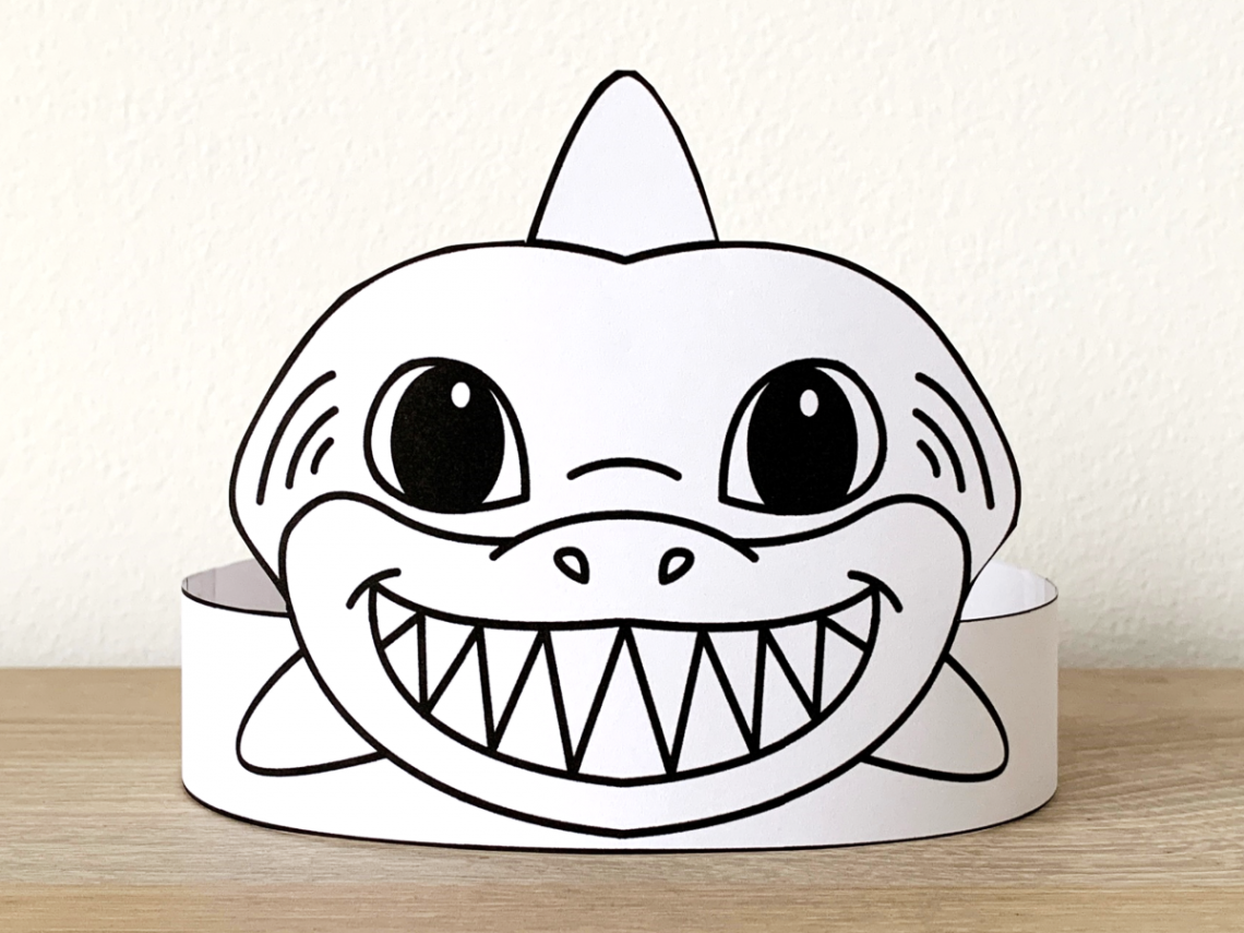 Shark Paper Crown Headband Coloring Craft  Made By Teachers