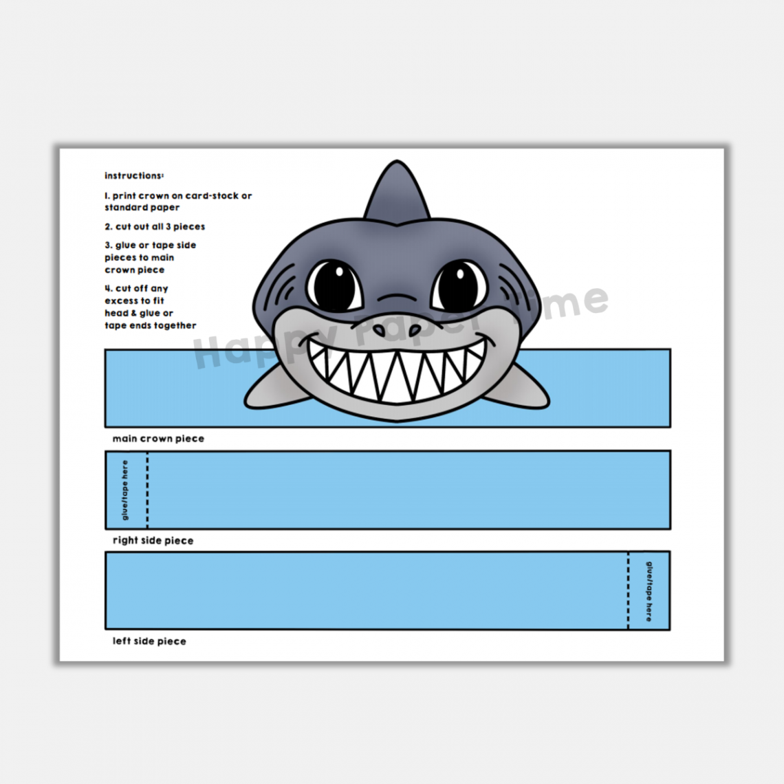 Shark Paper Crown Headband Costume Craft  Made By Teachers