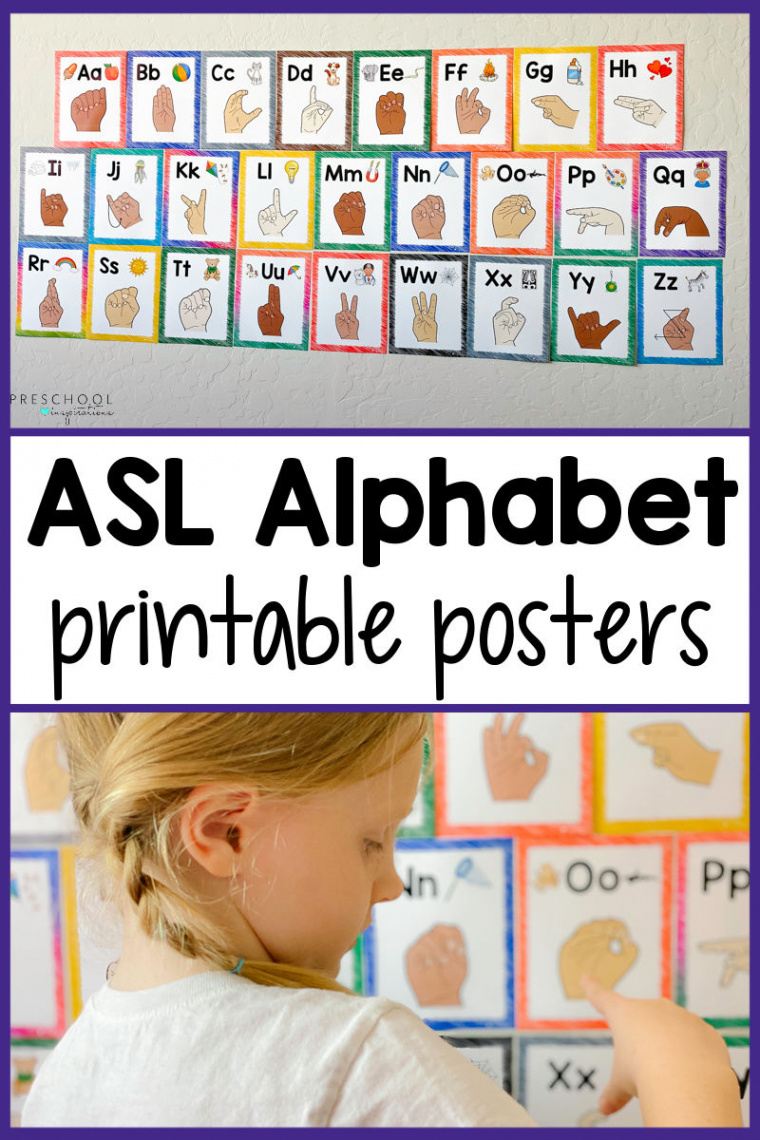 Sign Language Alphabet Printable Poster for Preschool and