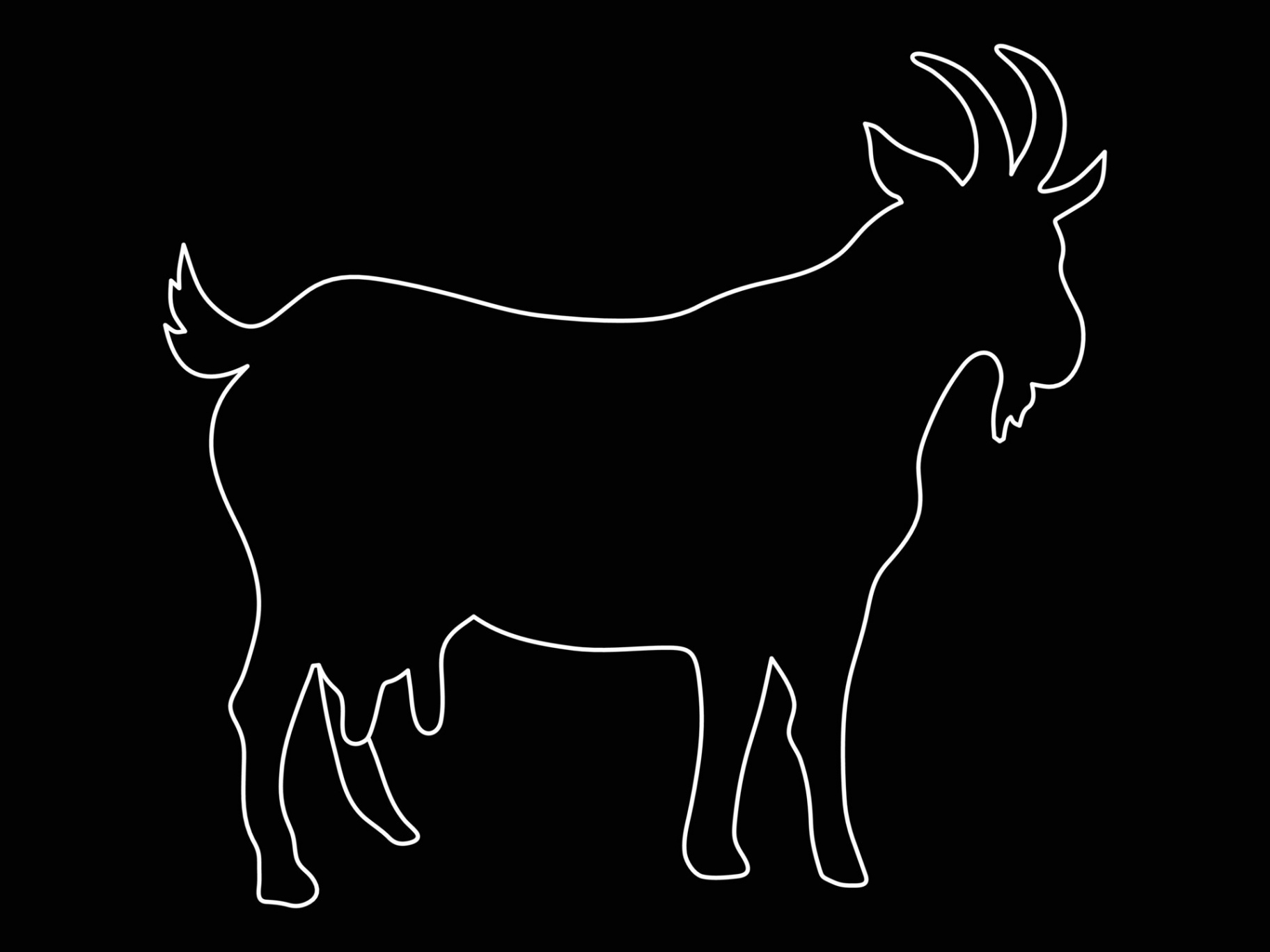 Silhouette of a goat on a black background  Vector Art at