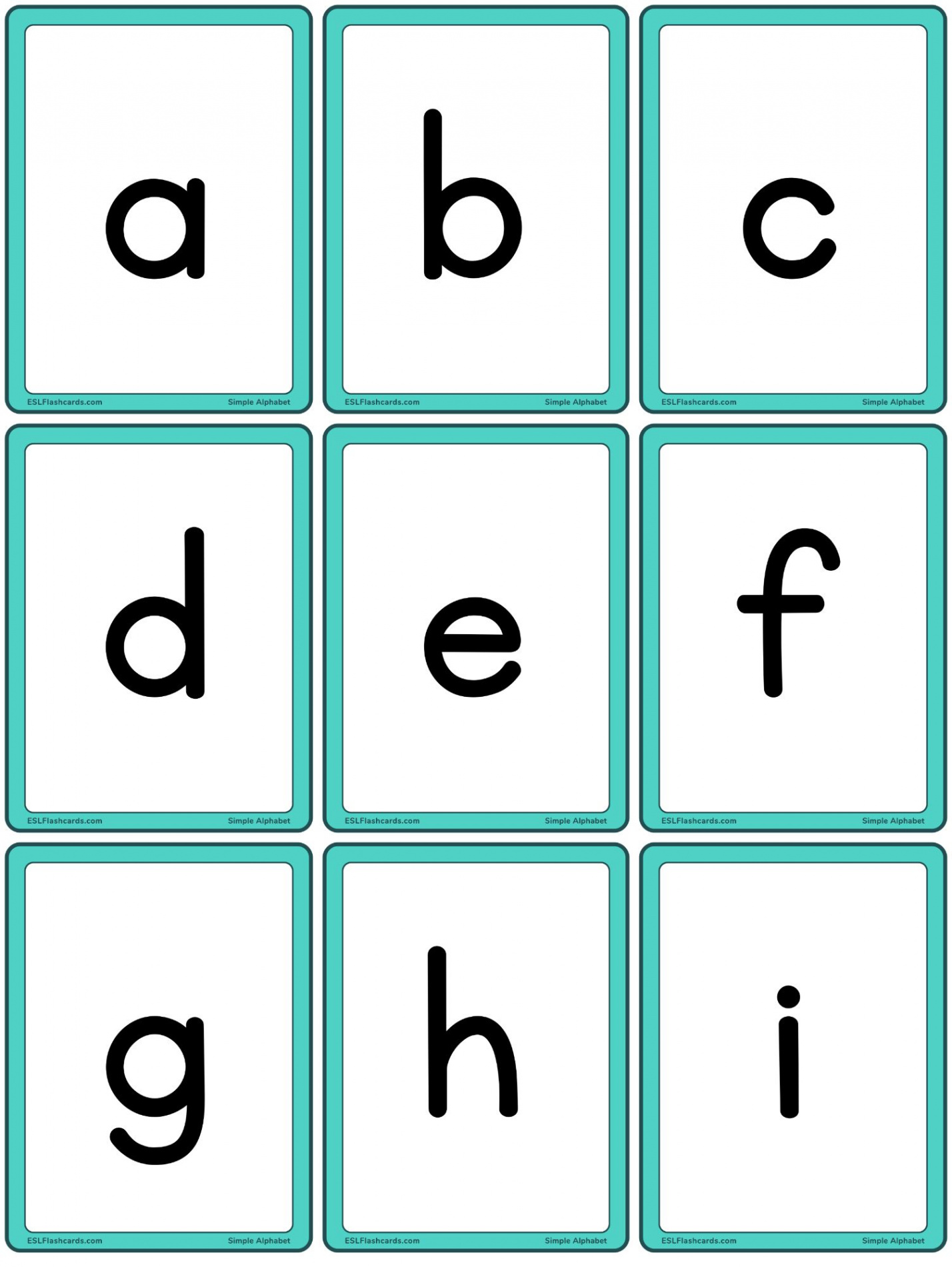 Simple Alphabet – ESL Flashcards