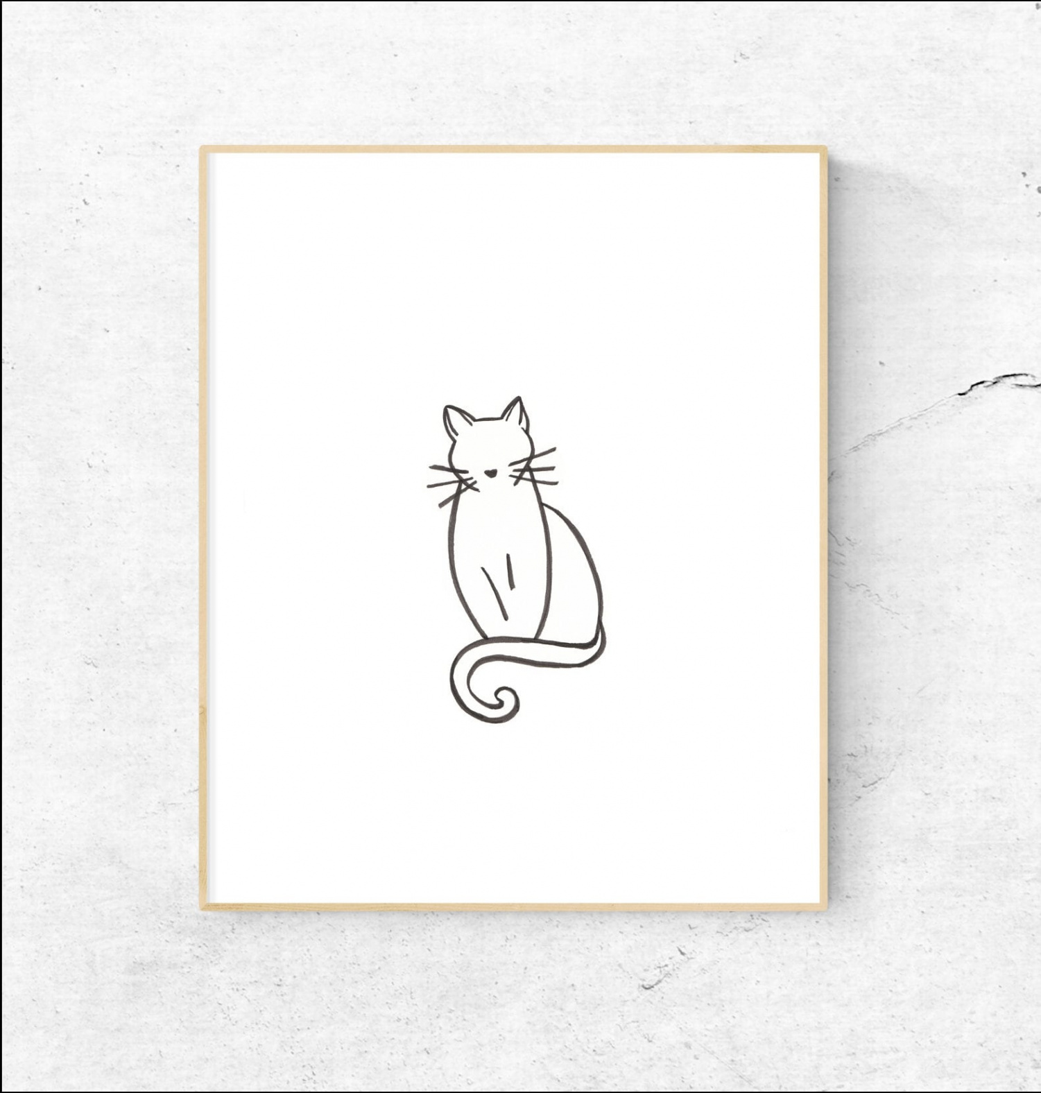 Simple Cat Line Drawing PHYSICAL Print Elegant Black and - Etsy