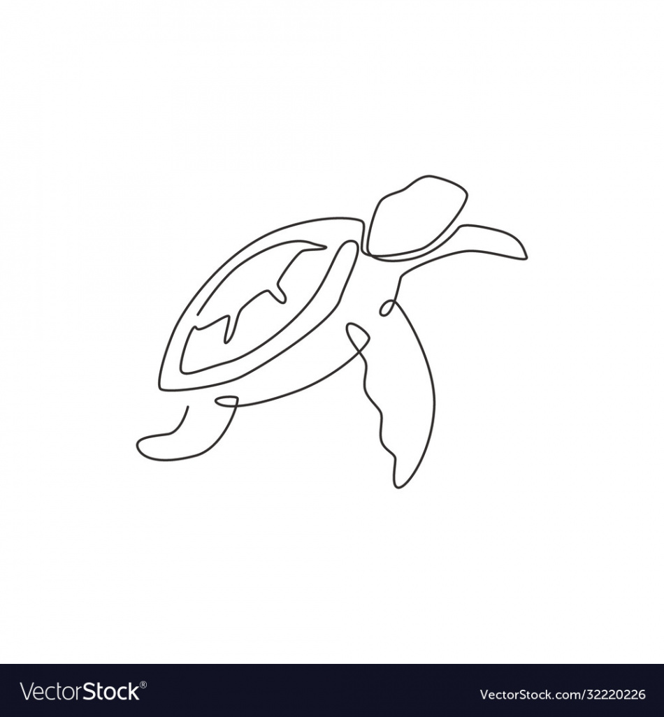 Single continuous line drawing big turtle Vector Image