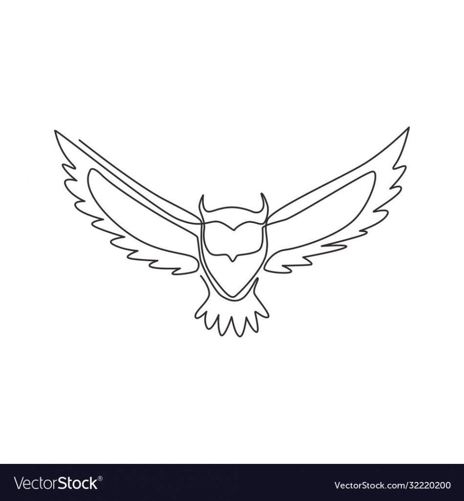 Single continuous line drawing luxury owl bird Vector Image