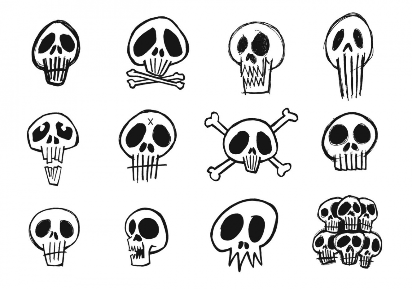 Sketchy Skull Vector Pack  Sketch book, Sketchbook art