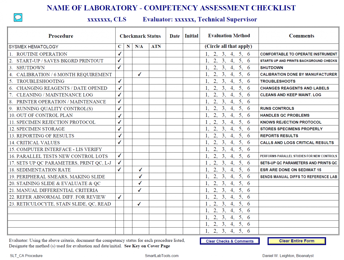 SmartLabTools  SLT_Competency Assessment Forms