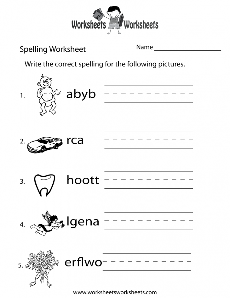 Spelling Test Worksheet - Free Printable Educational Worksheet