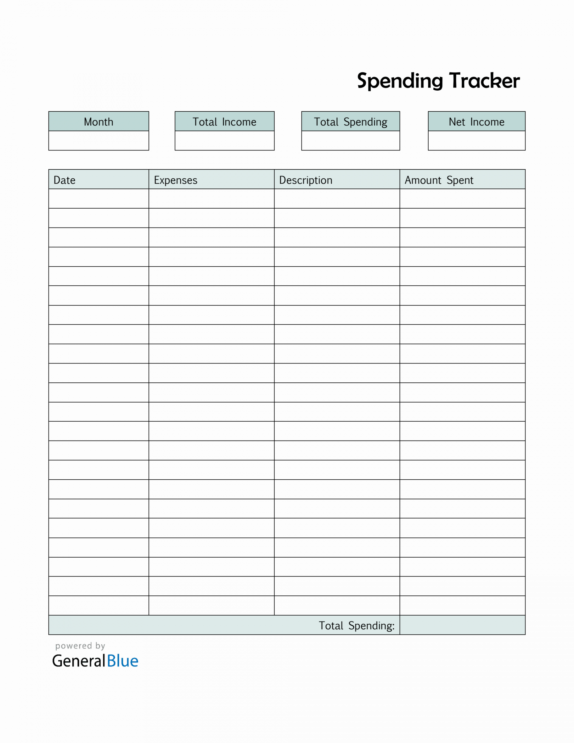 Spending Tracker in PDF (Basic)