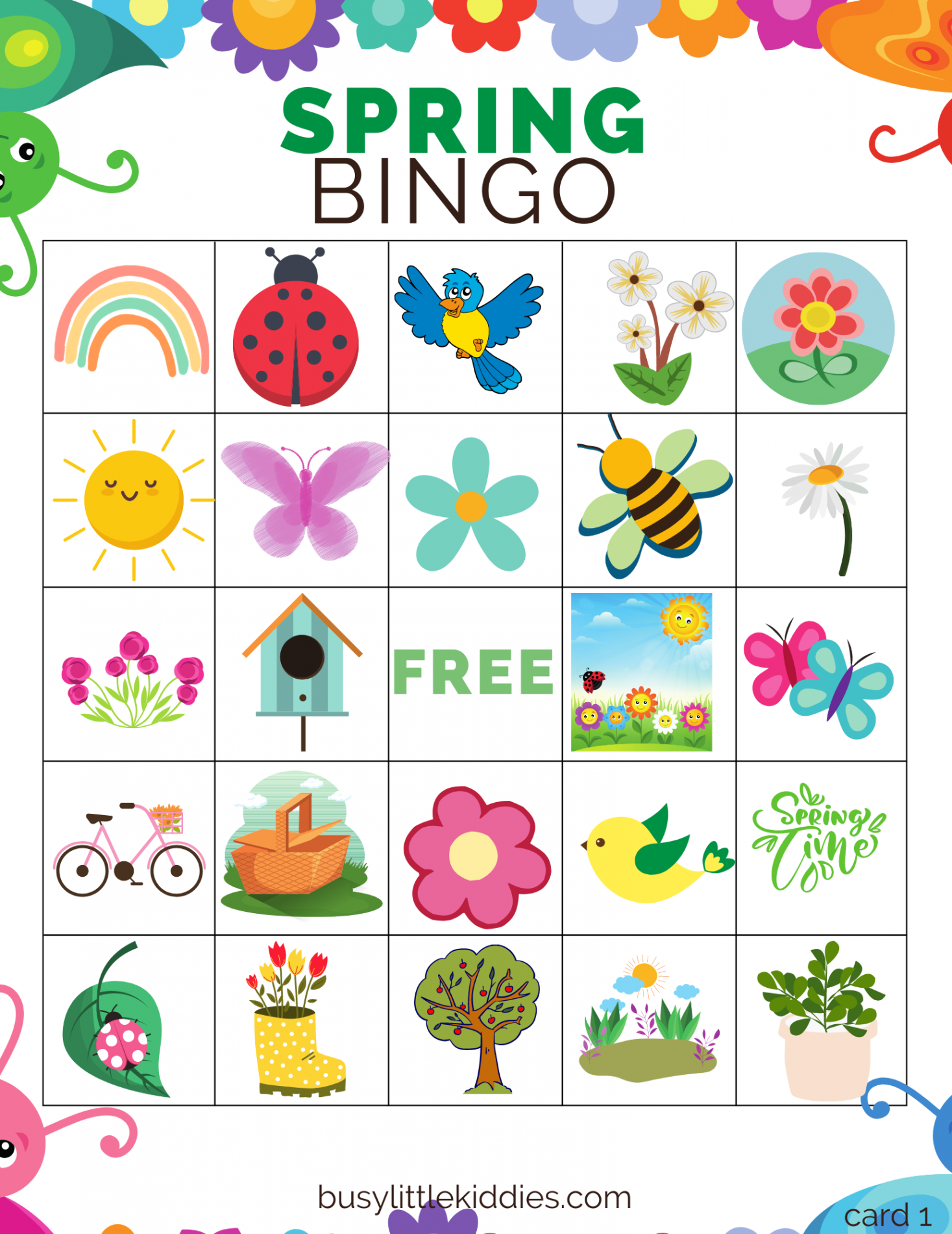 Spring Bingo Free Printable for Kids  Players - Busy Little Kiddies