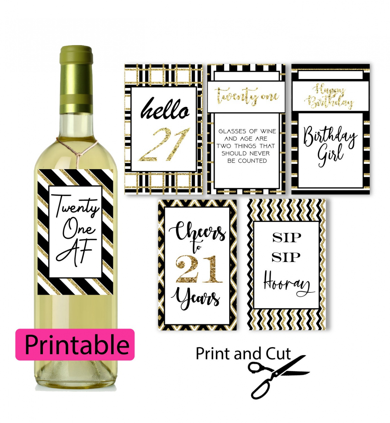 st Birthday PRINTABLE Wine Labels – PinkFish Shop