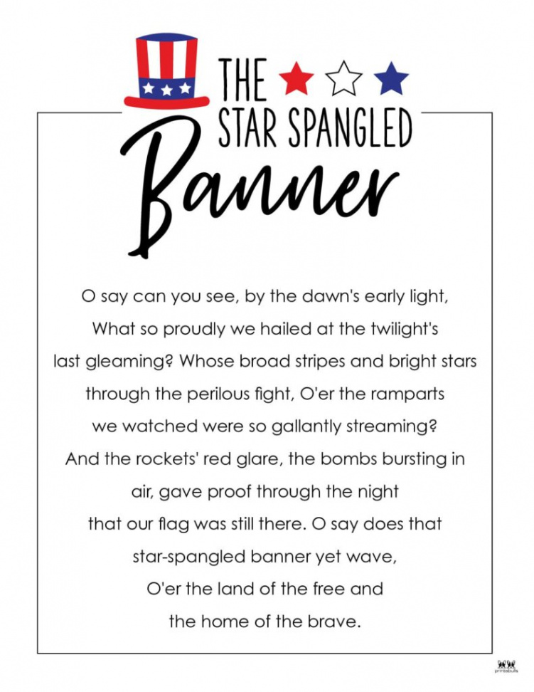 Star Spangled Banner Lyrics -  FREE Printables  Printabulls