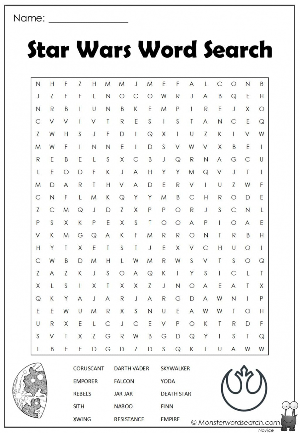 star wars word search - Monster Word Search