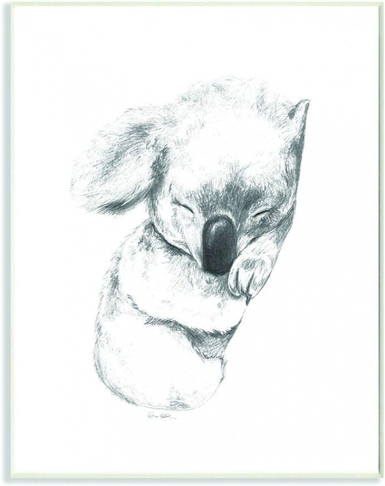 Stupell Industries Cute Koala Baby Animal Neutral Grey Drawing, Design by  Artist Daphne Polselli Wall Art, aap-_wd_x, Wooden Sign