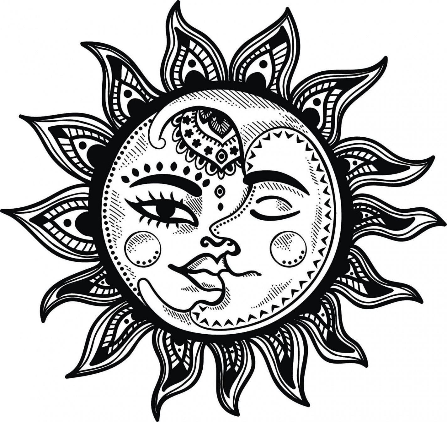 Sun and Moon Adult Coloring Page - Etsy