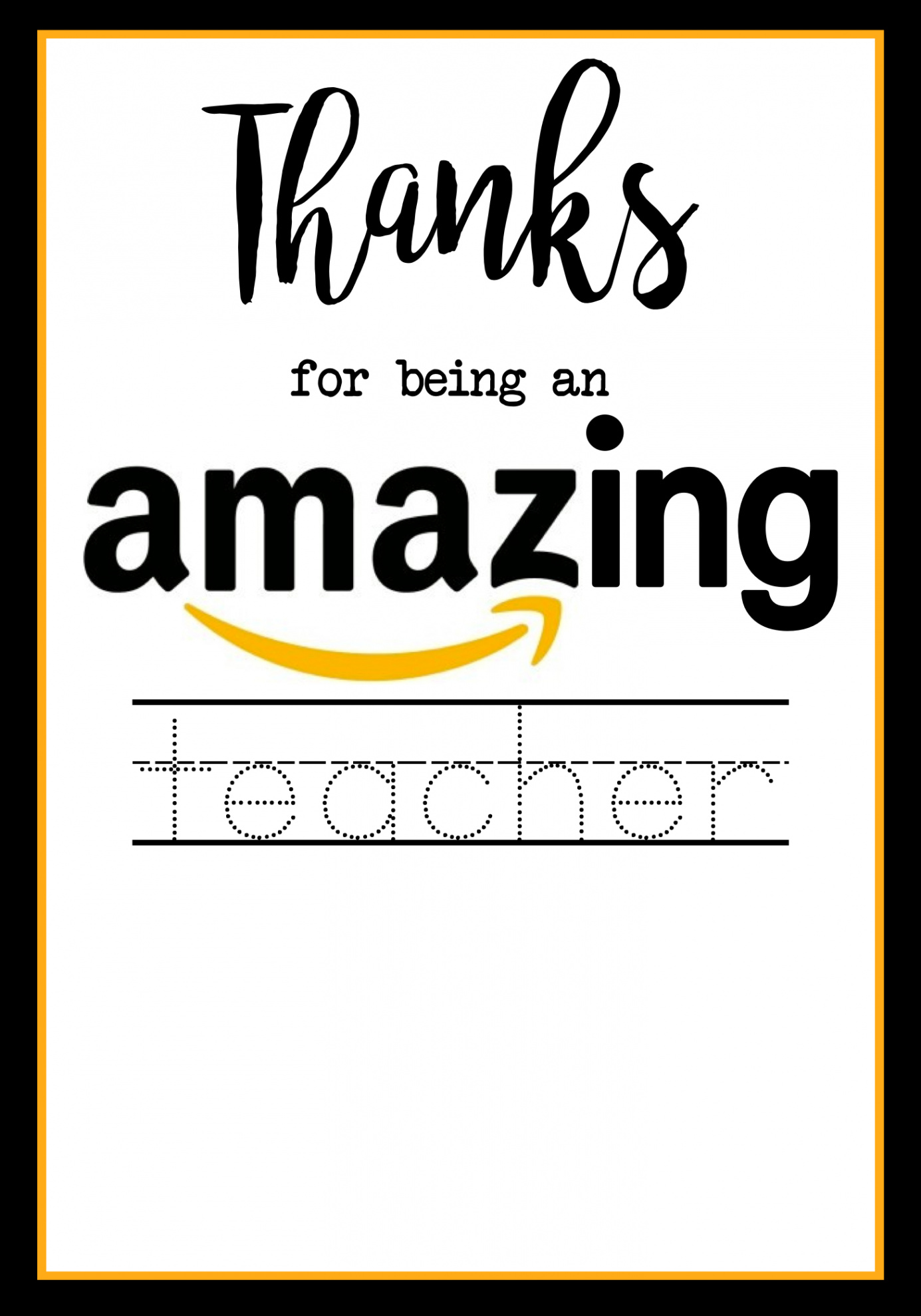 Teacher Appreciation Amazon Card - Paper Trail Design
