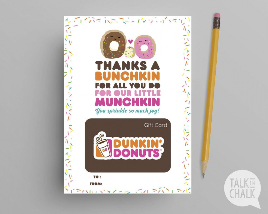 Teacher Appreciation Gift Dunkin Donuts PRINTABLE Gift Card - Etsy