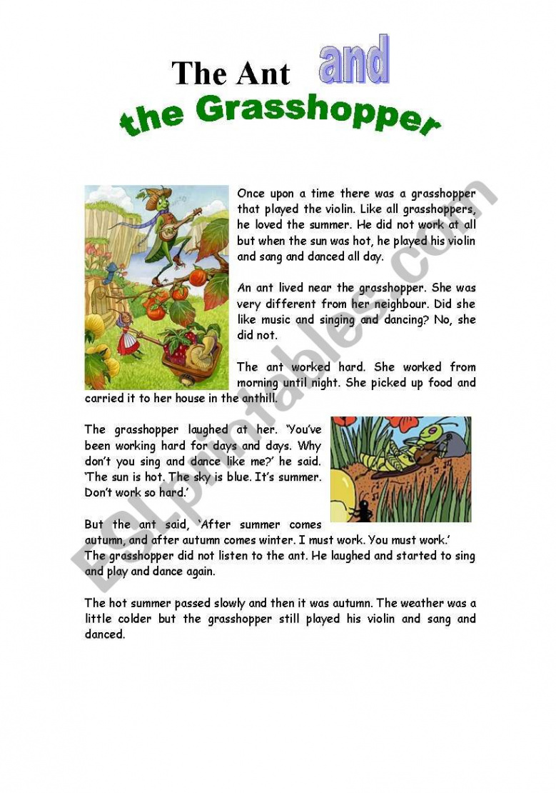 The Ant and the Grasshopper - ESL worksheet by silviana_s