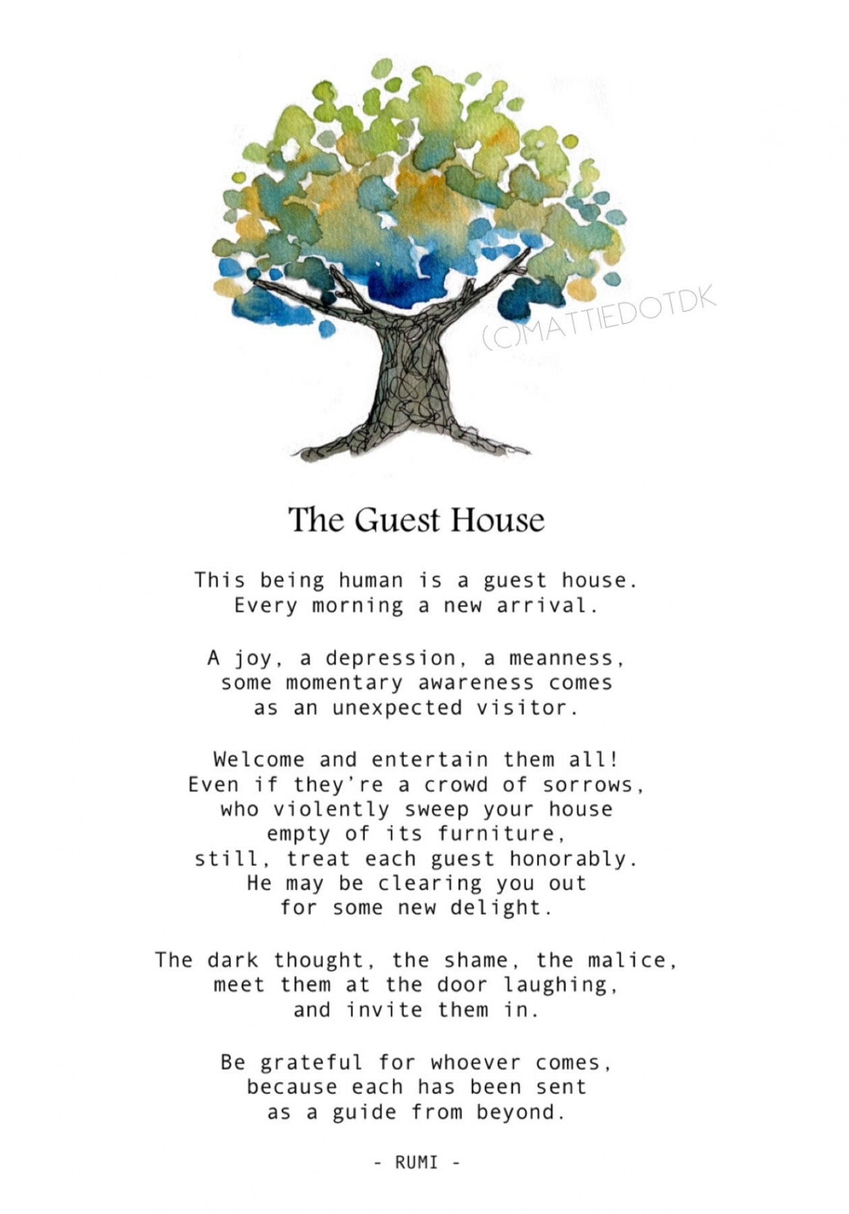 The Guest House by Rumi, Instant Download, Printable, Everyday