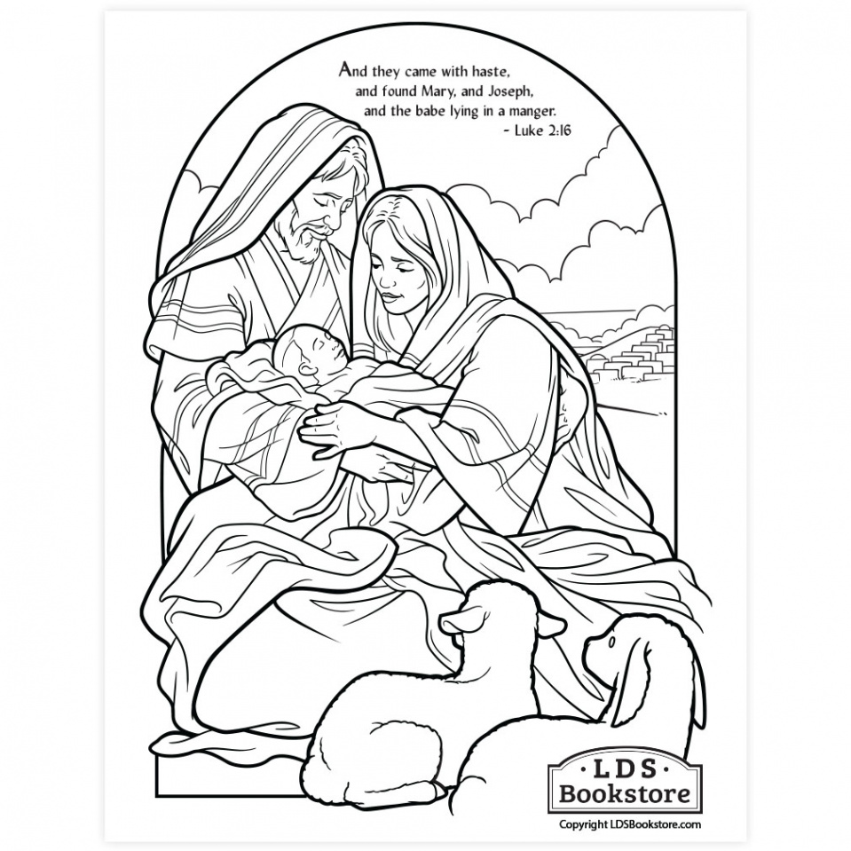 The Holy Family Nativity Coloring Page - Printable  Christmas