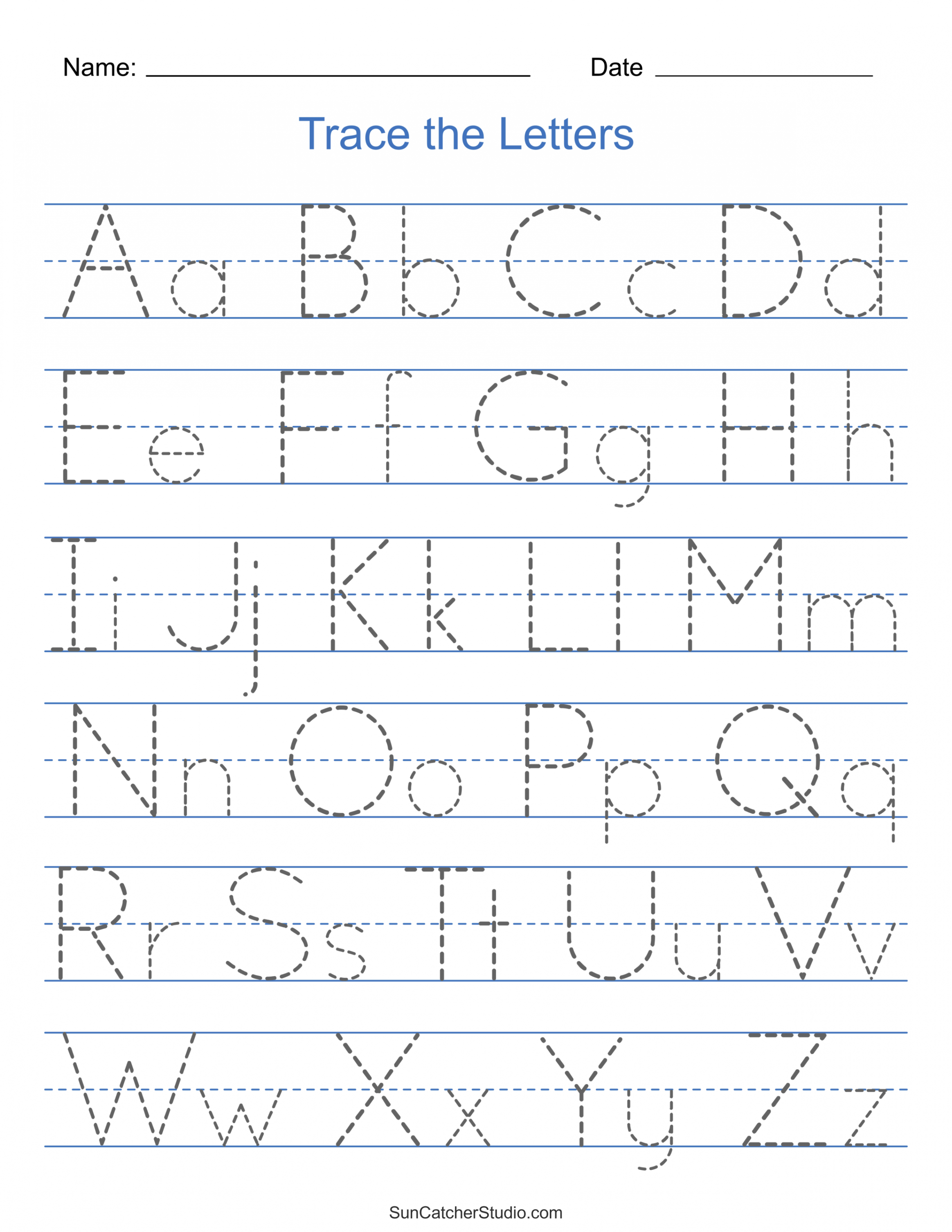 Tracing Alphabet Letters (Printable Handwriting Worksheets) – DIY