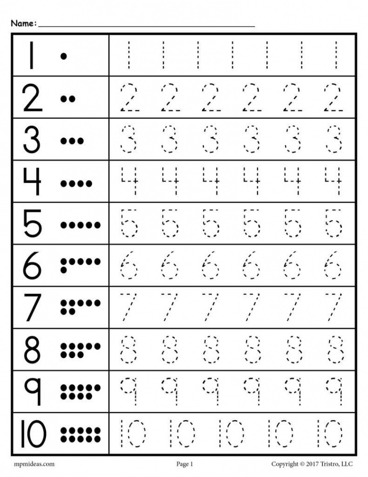 Tracing Worksheets Numbers -!  Free preschool worksheets