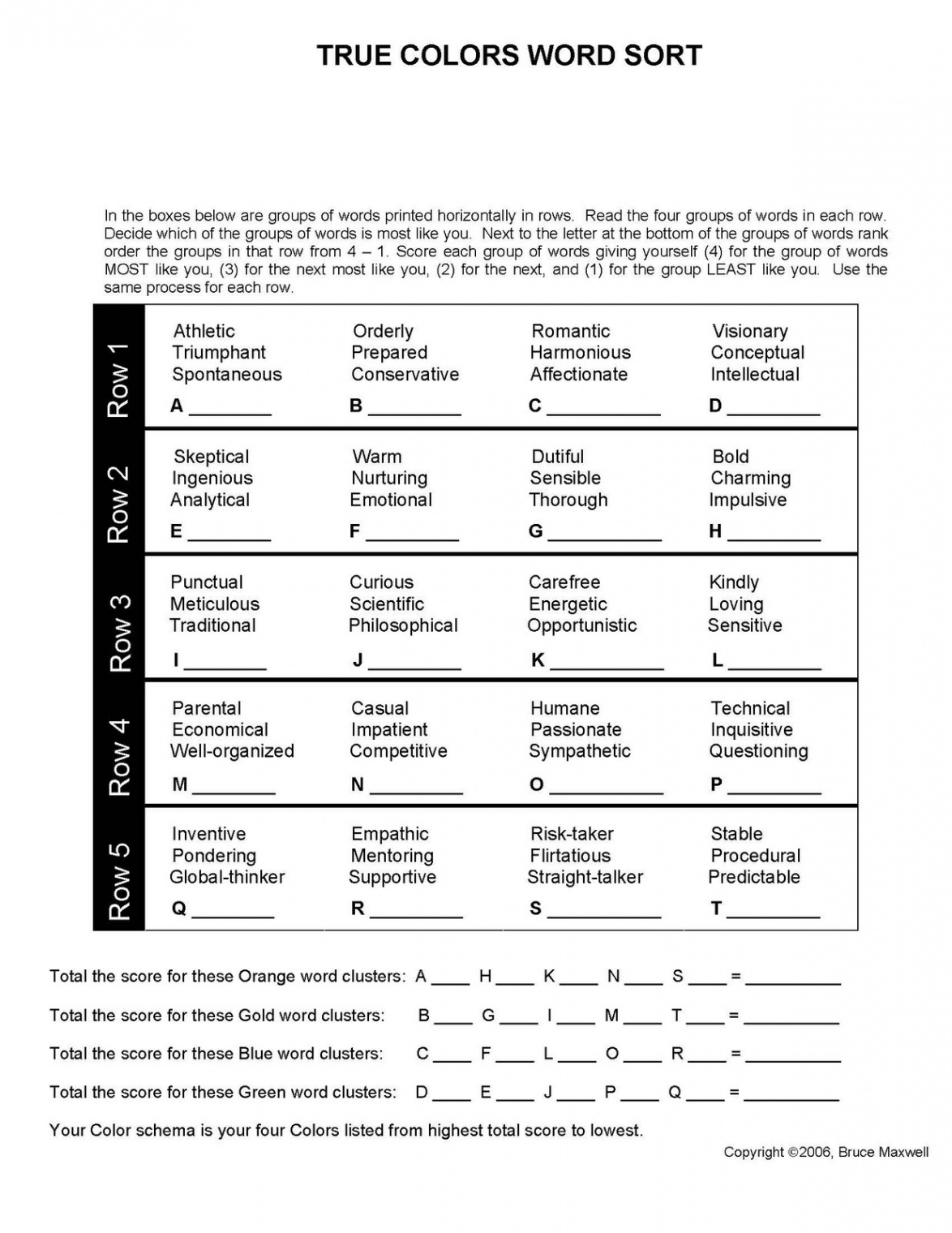 True Colors Personality Test  United EVENTures