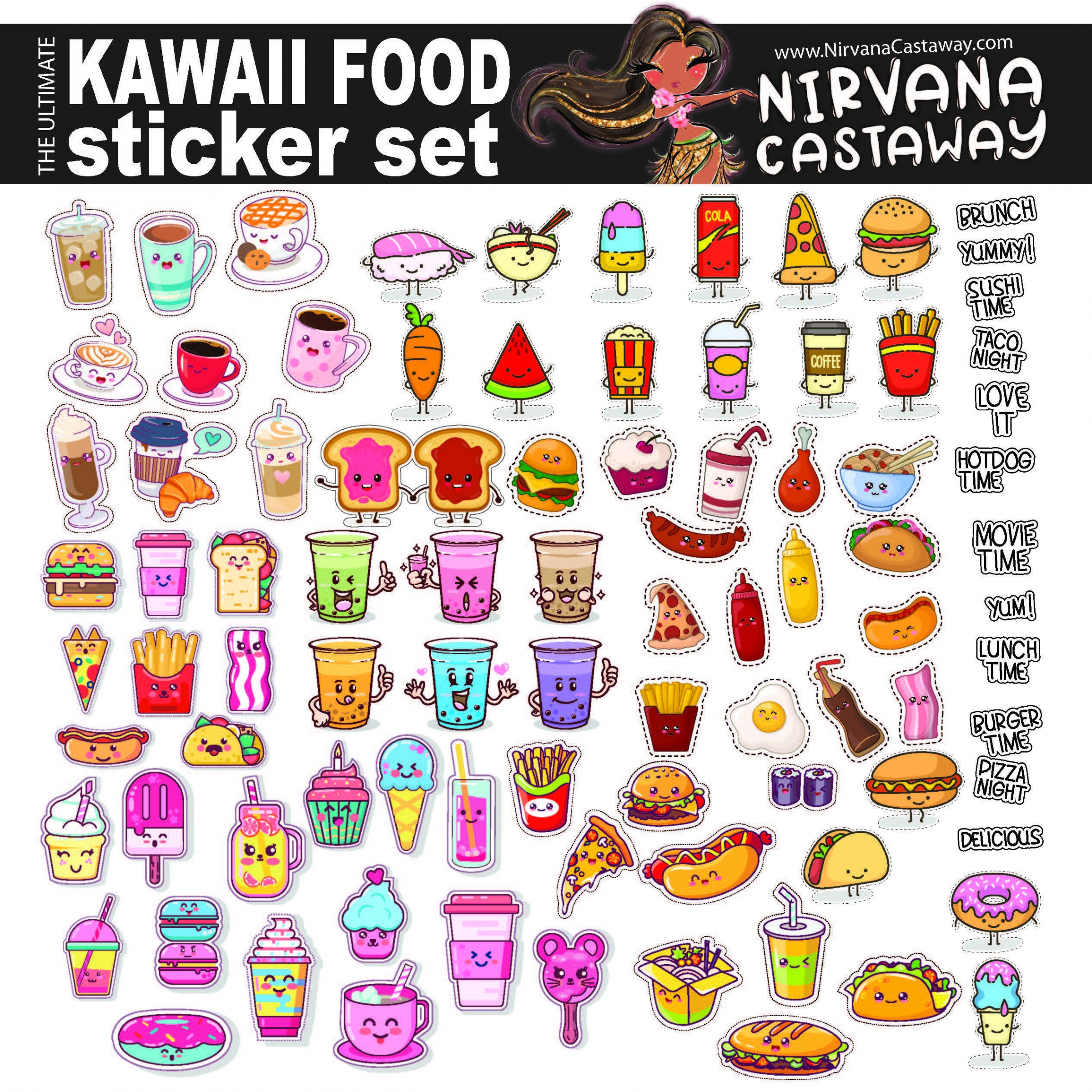 Ultimate Kawaii Food Stickers Printable and Digital Files - Etsy