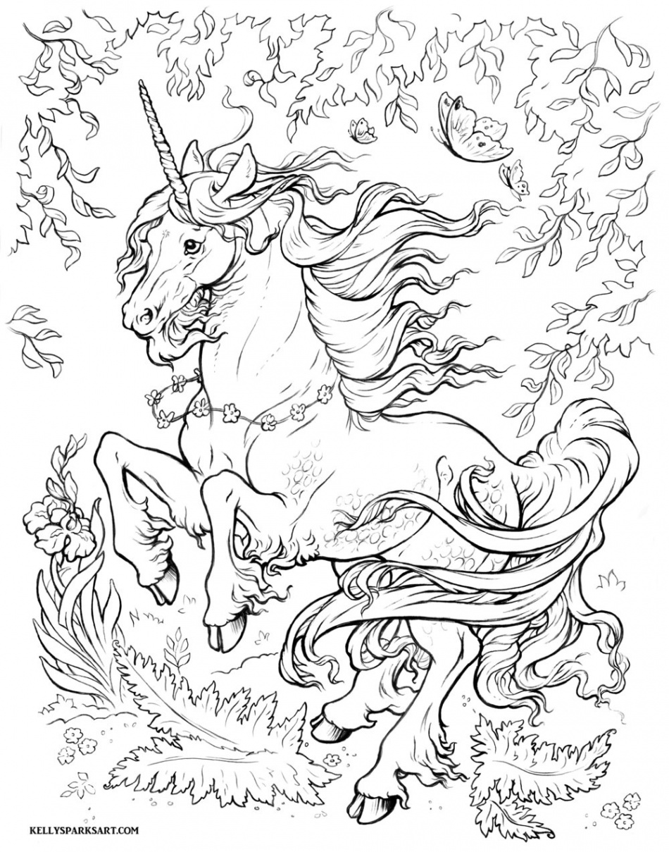 Unicorn Coloring Pages-Digital x — Art of Kelly Sparks