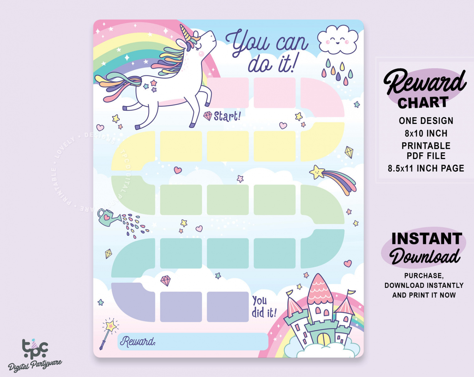 Unicorn Reward Chart Printable Unicorn Behavior Chart - Etsy