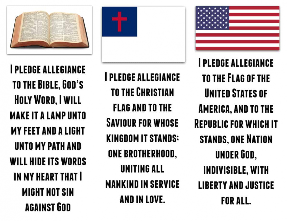 VBS Pledges (Easy Printable) Bible, American, & Christian Flag Pledge