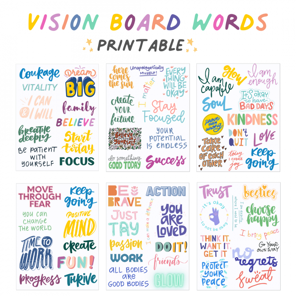 Vision Board Words - Printable