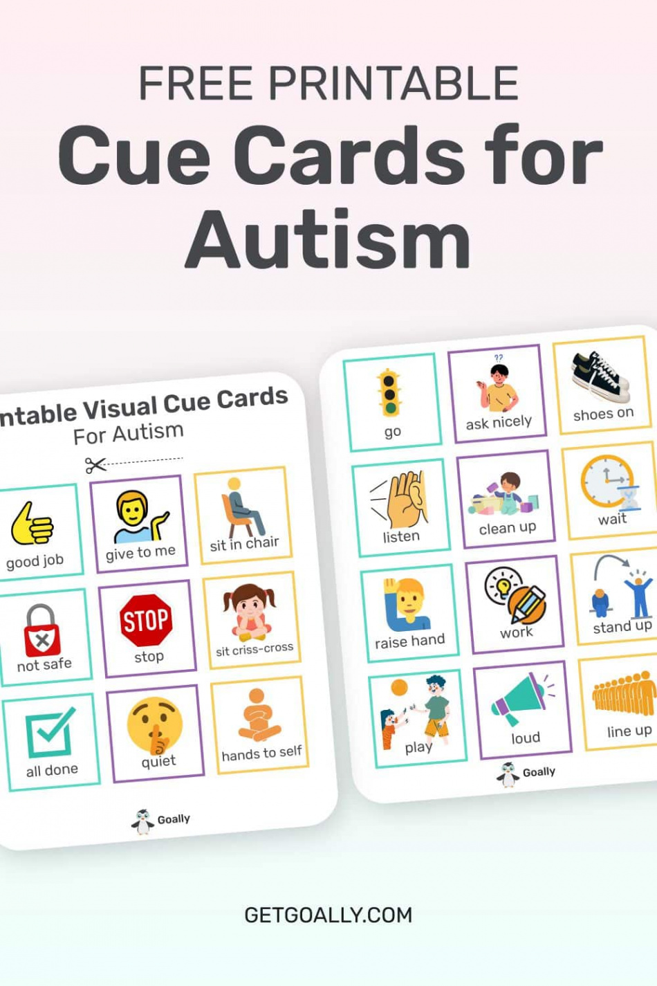 Visual Cue Cards for Autism  Free Printable