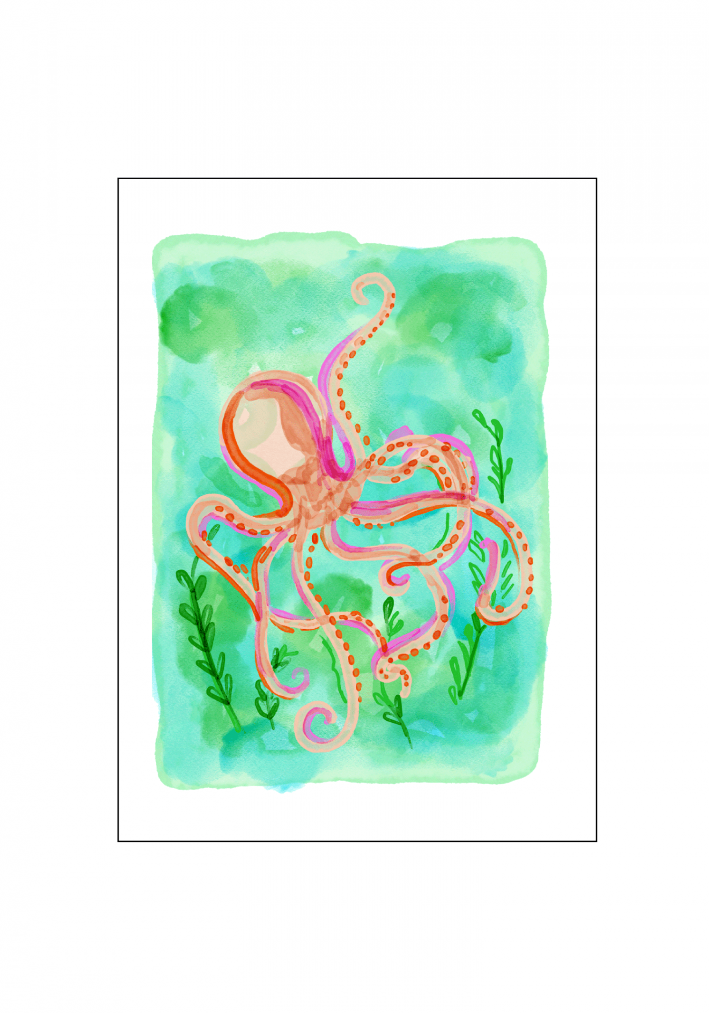 Watercolor Octopus Note Cards — Social Butterfly Designs