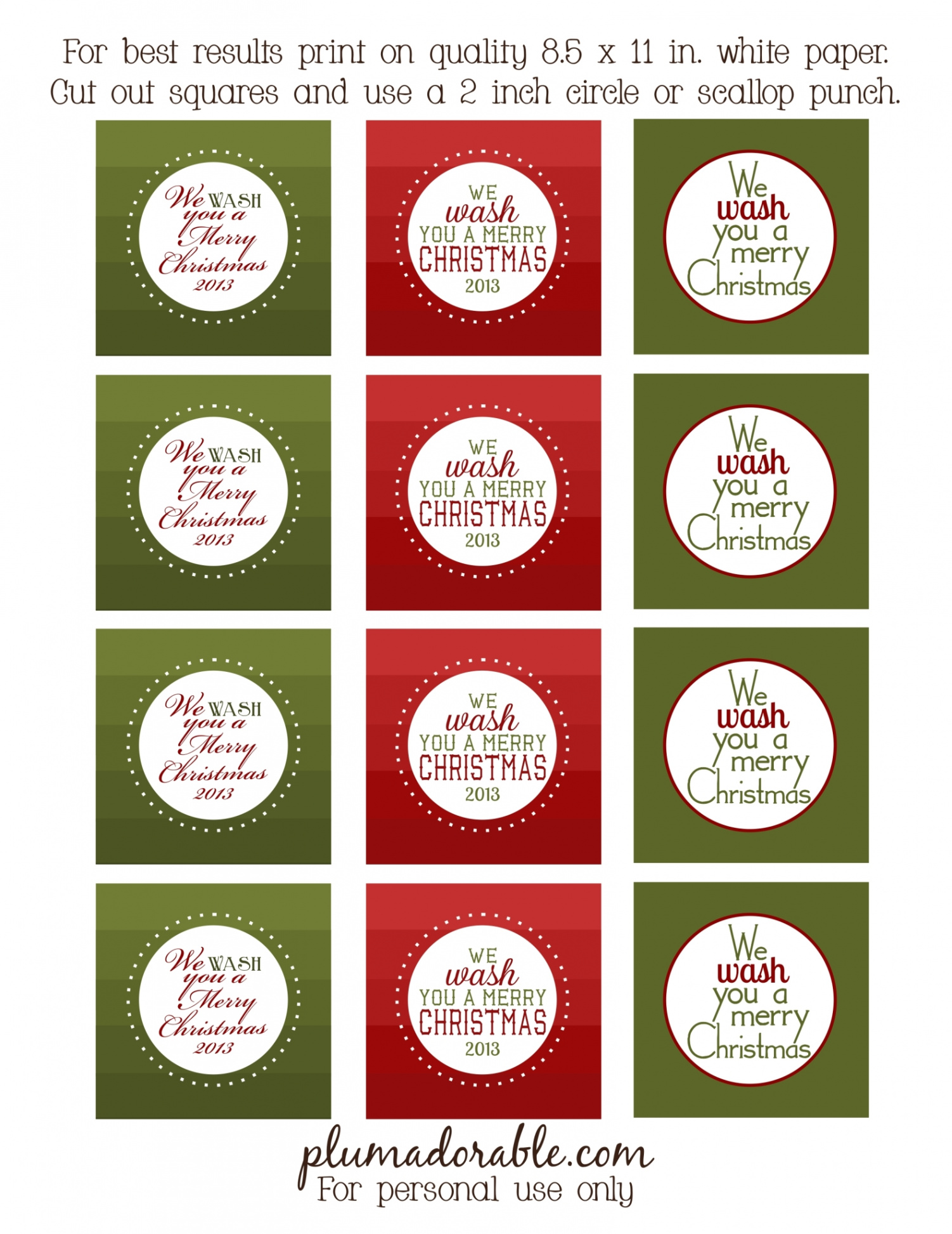 We Wash You a Merry Christmas! + printable tags - The Frugal Girls