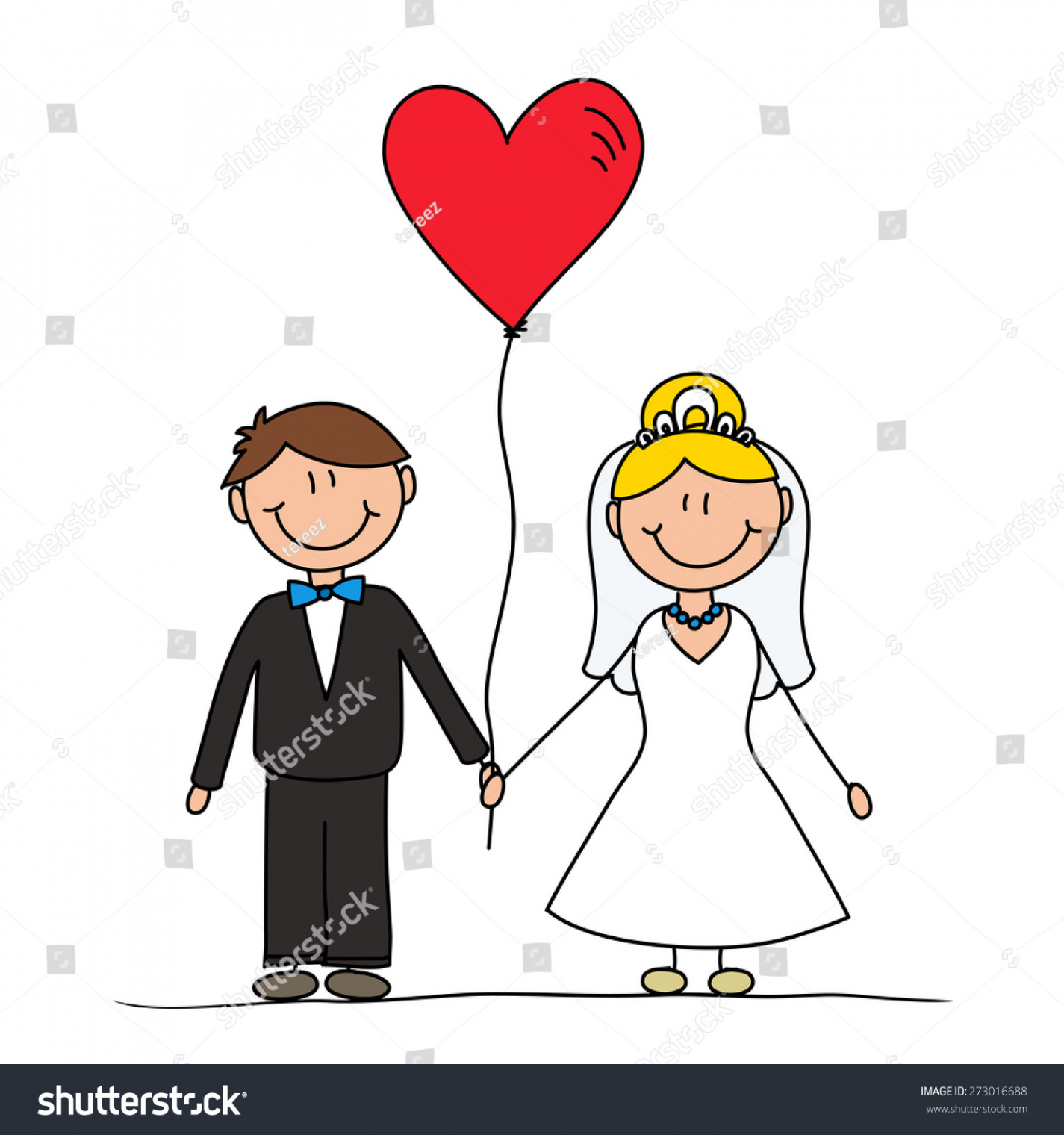Wedding Couple Vector Illustration Drawing: Stock-Vektorgrafik