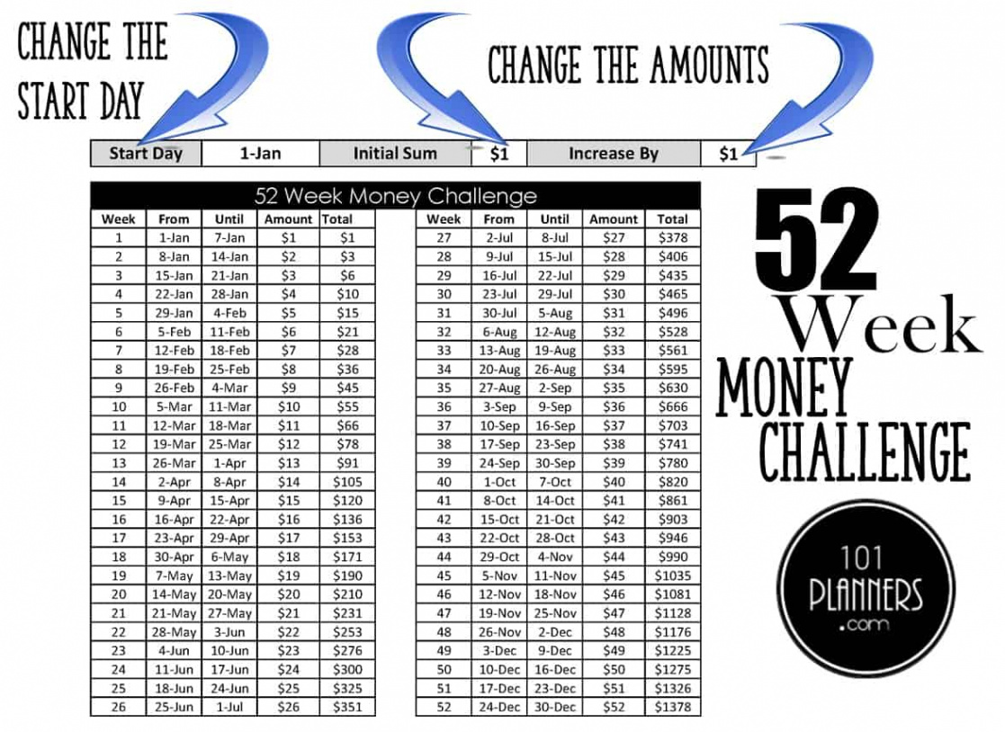 Week Money Challenge  Free Printables