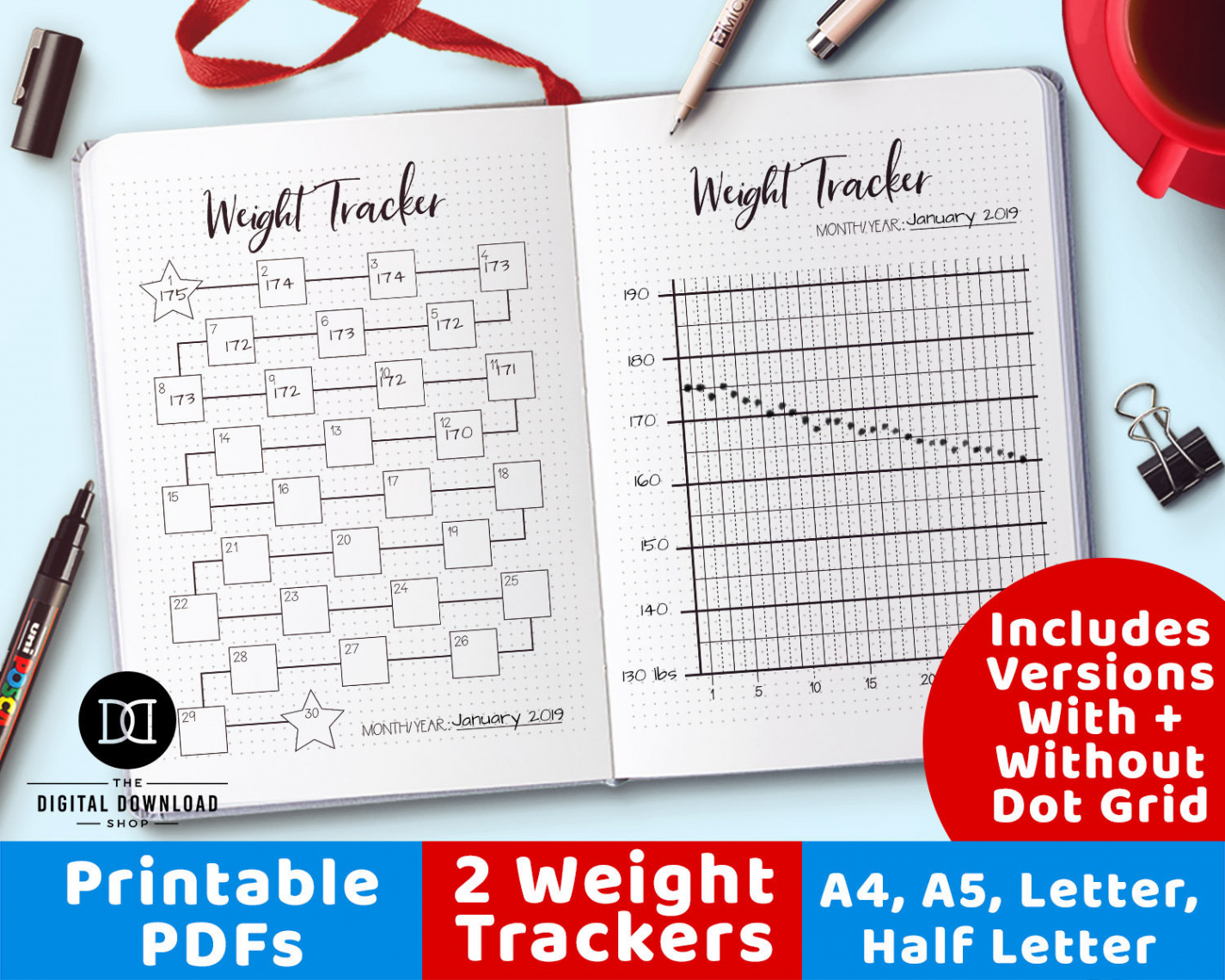 Weight Tracker Printables Bujo Journal Weight Loss Tracker - Etsy