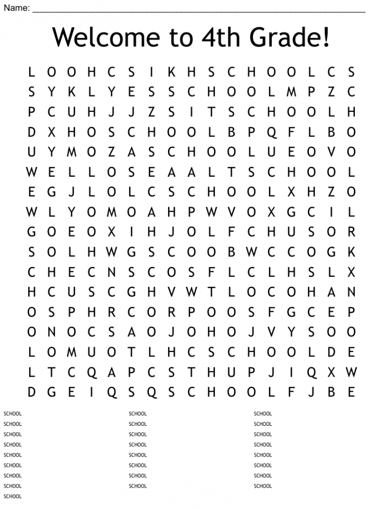 Welcome to th Grade! Word Search - WordMint