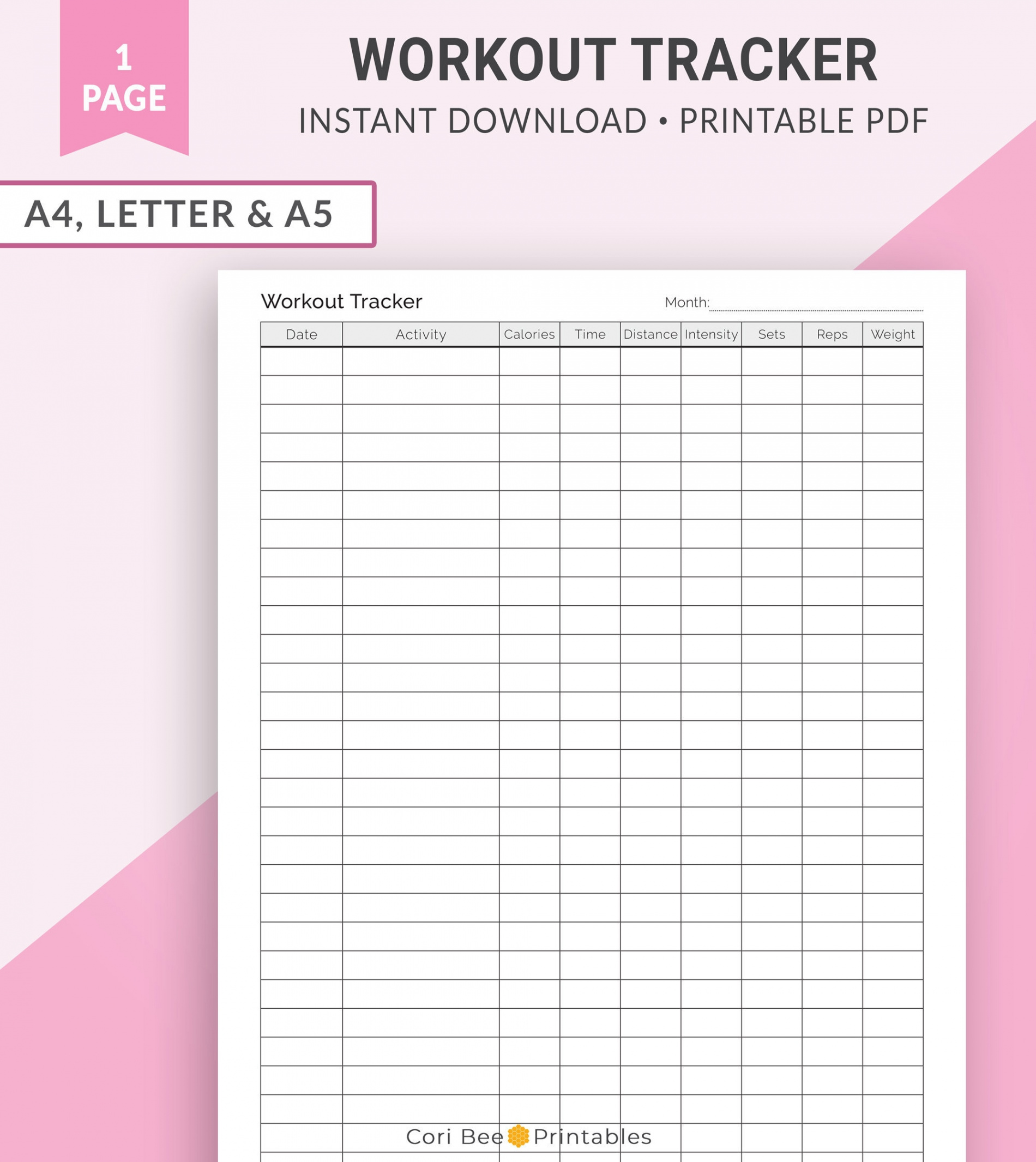 Workout Tracker Printable Workout Log Workout Planner - Etsy