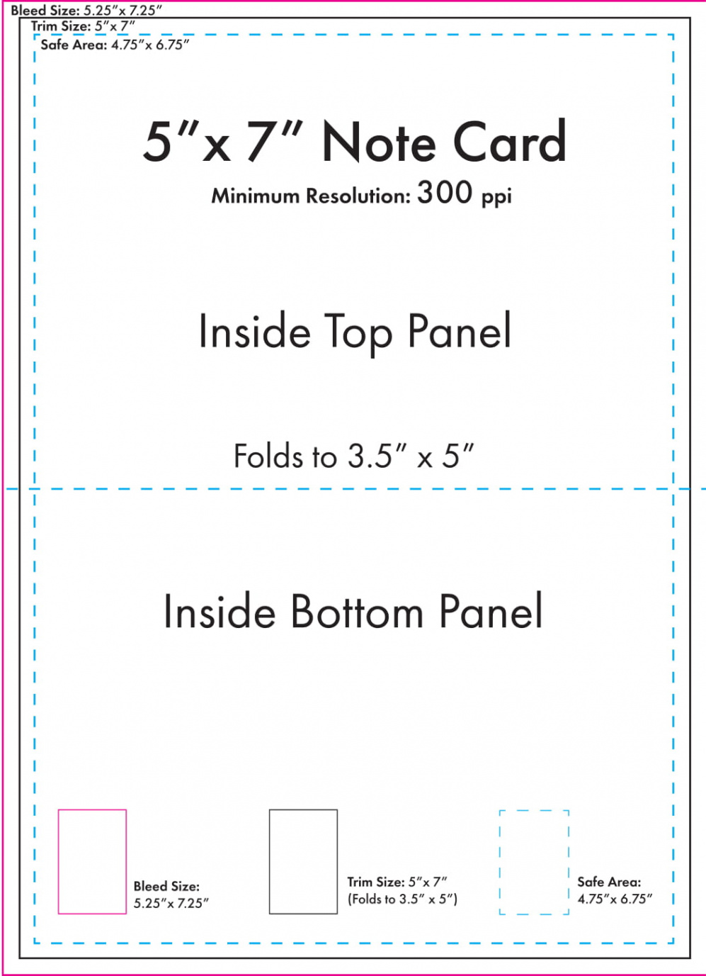 " x " Note Card Template - U.S