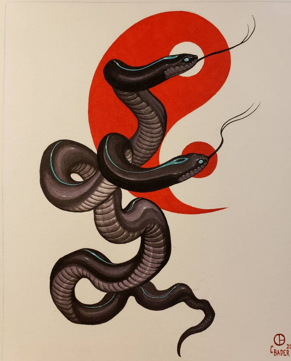 Yin Yang Snake — Artwork by Cody Bader