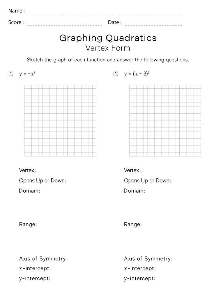 80 Printable Graphing Quadratic Review Worksheet 13