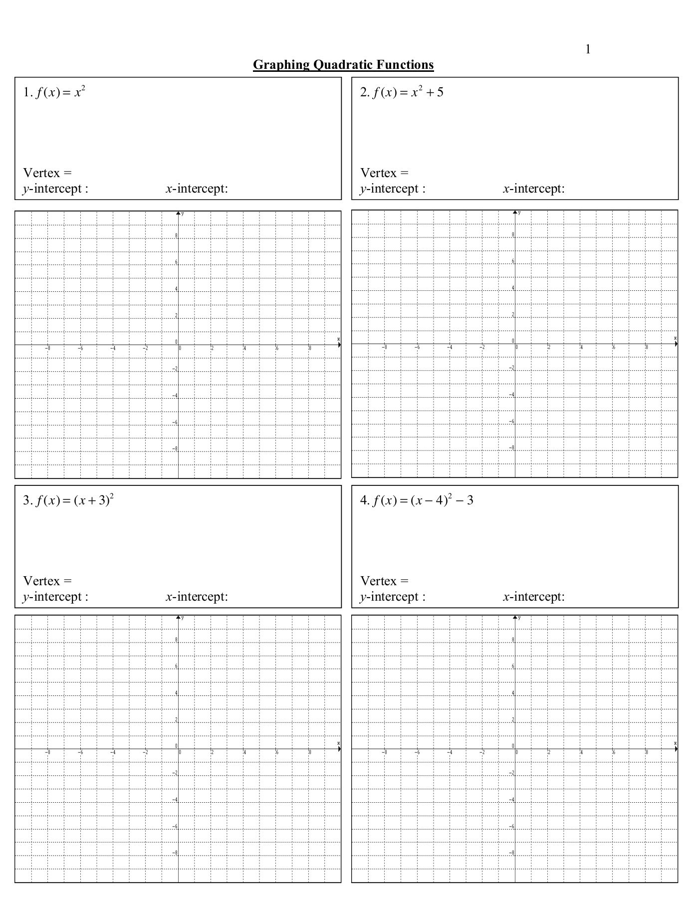 80 Printable Graphing Quadratic Review Worksheet 15