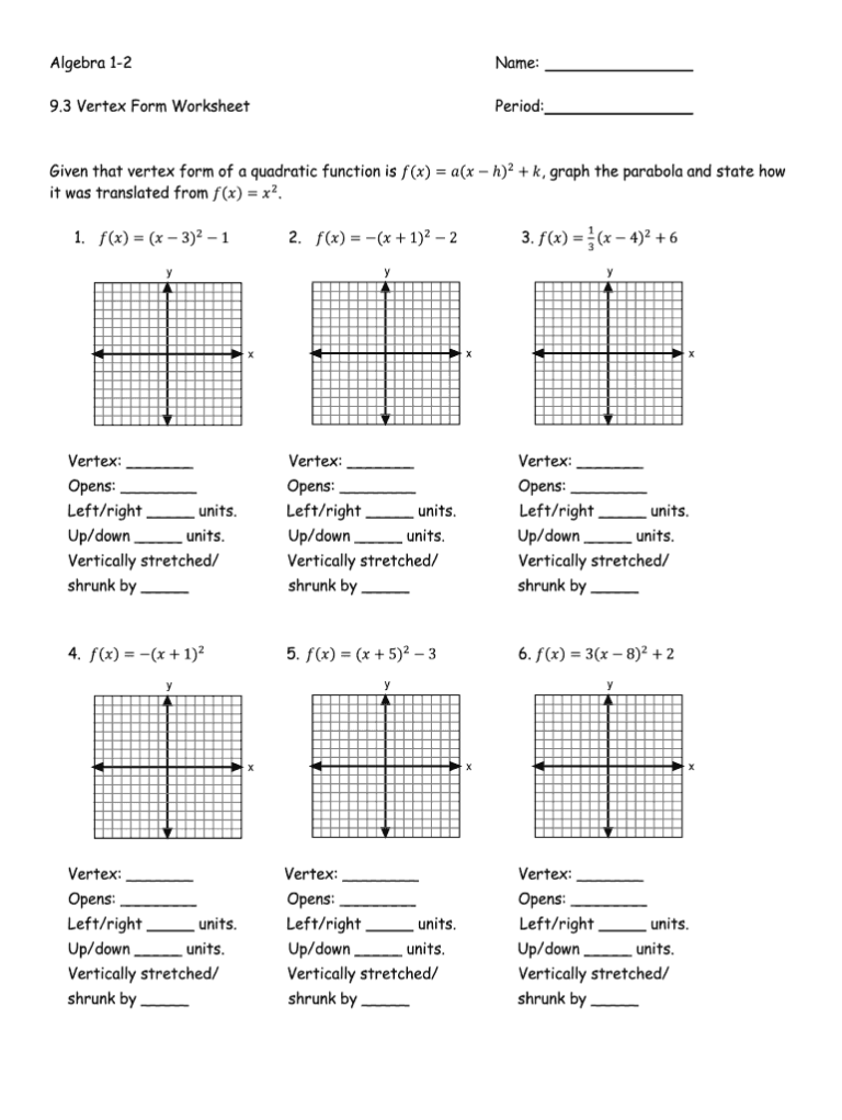 80 Printable Graphing Quadratic Review Worksheet 2